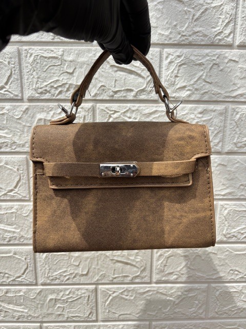 Mini denim bag with strap