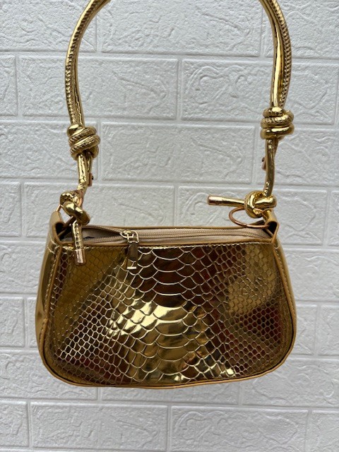 Metallic croc underarm bag