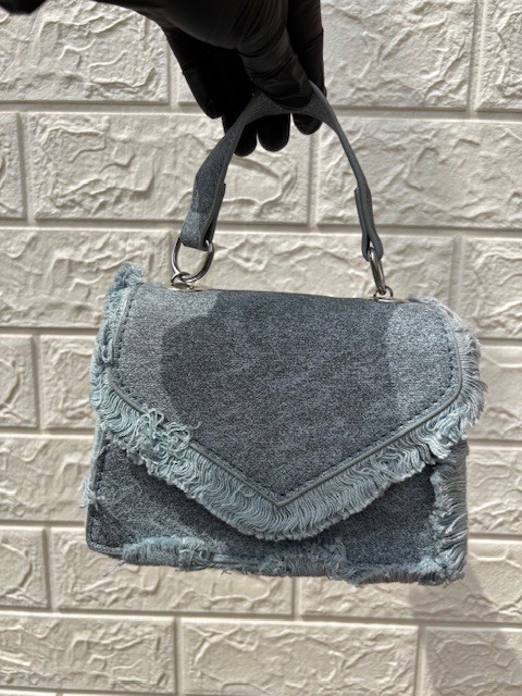Mini denim bag with strap
