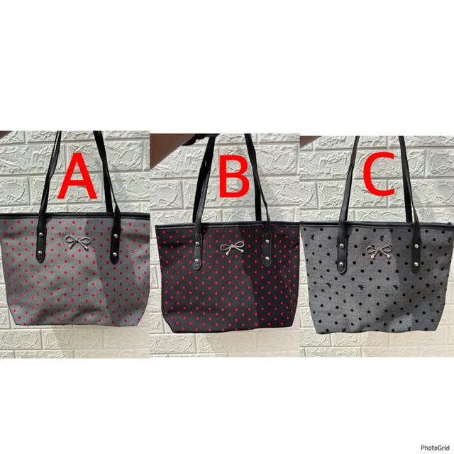 Medium fabric tote bag with ribbon