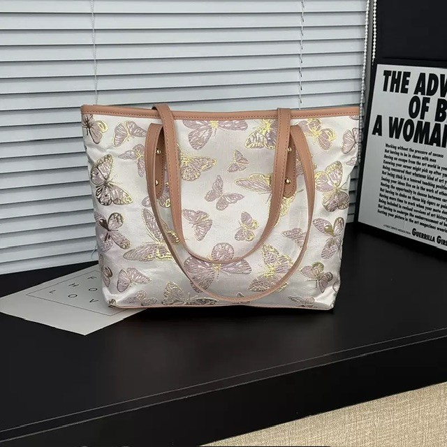 Butterfly leather tote bag