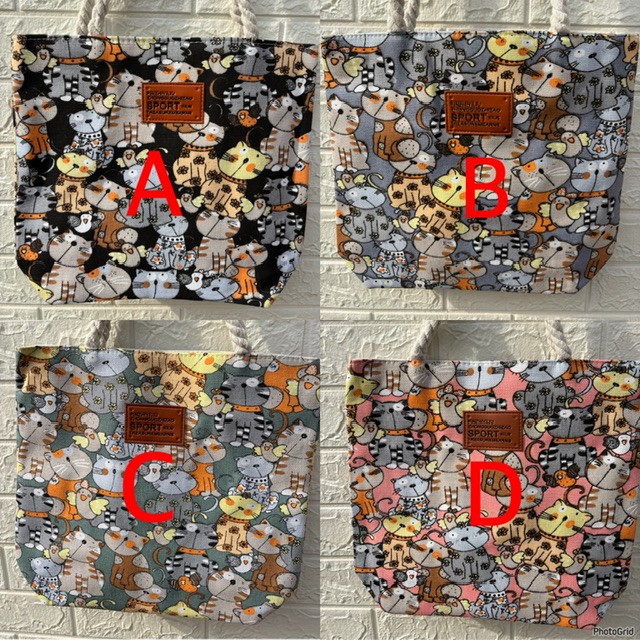 Medium Canvas tote bag with cartoon print