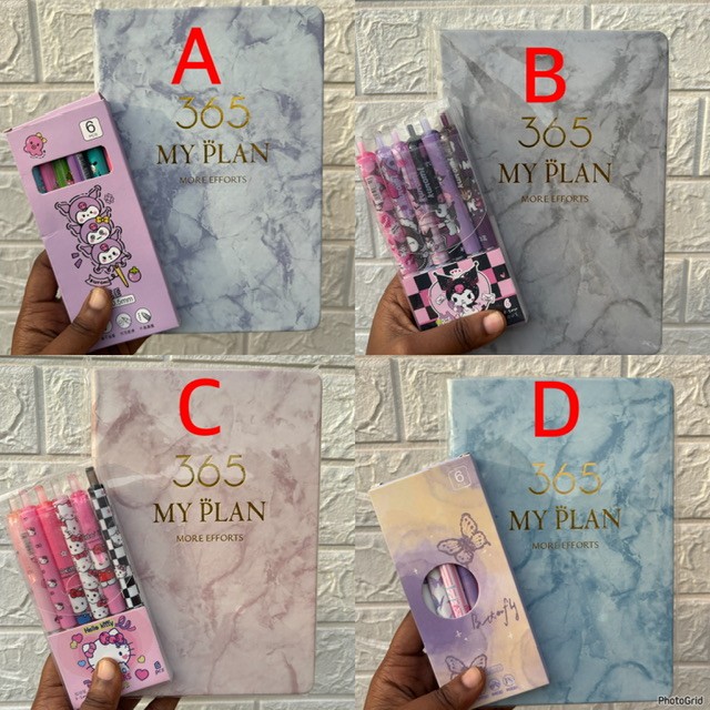 365 days diary/ journal and 6 pens combo