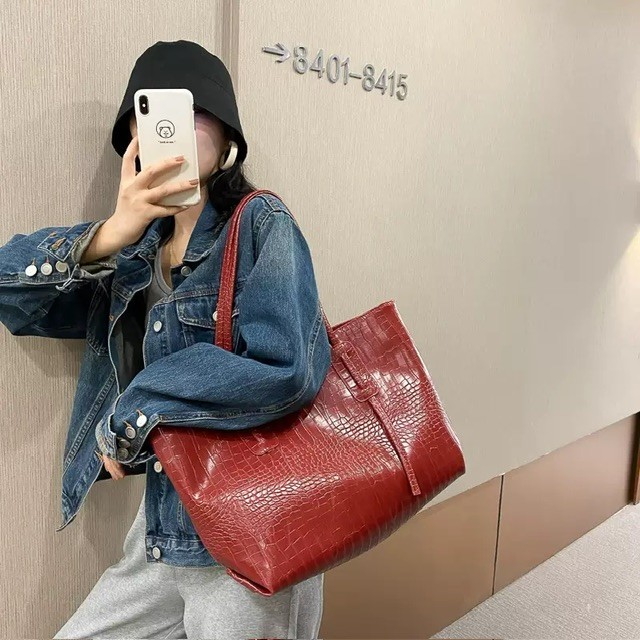 Large PU leather tote bag