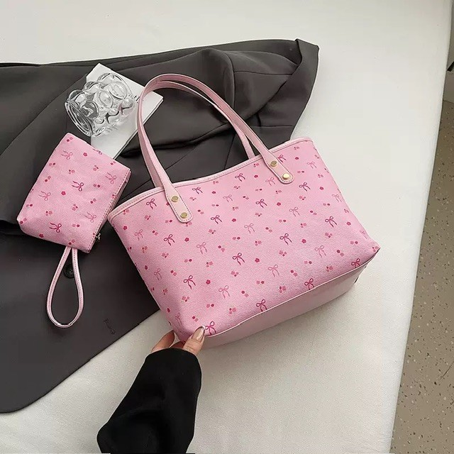 Bow design tote bag with purse (medium)