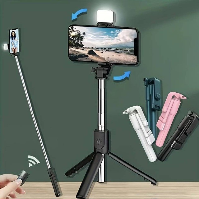 2 in 1 mini selfie stick tripod with light